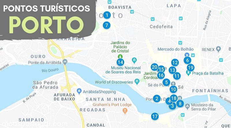 Mapa com 20 pontos turísticos do Porto para colocar no seu roteiro – Dicas  Portugal